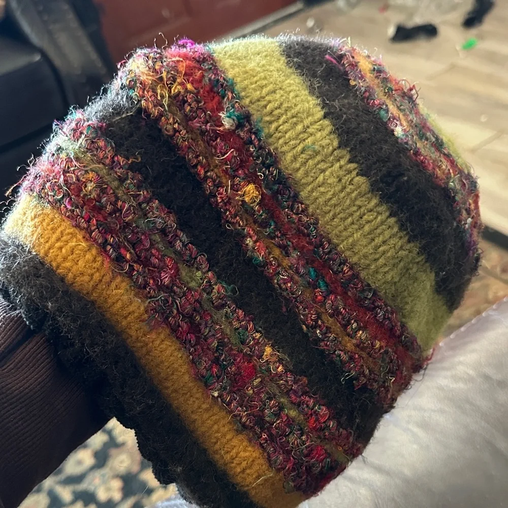 Zig zag Colorful slouchy Knit wool and silk Beanie - Picture 9 of 10